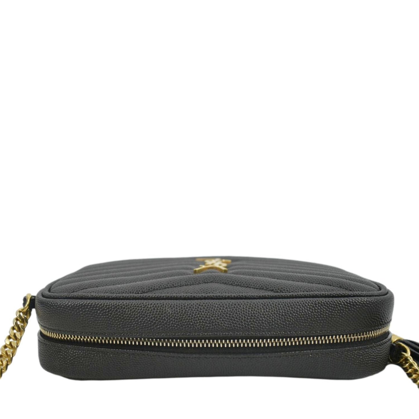 YVES SAINT LAURENT Lou Chevron Leather Camera Crossbody Bag Black