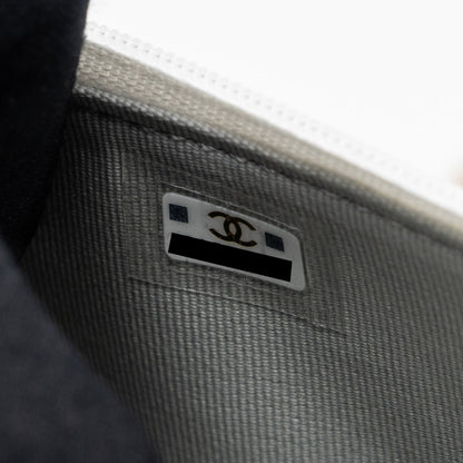 Chanel 23P detailed top handle mini wallet with chain calfskin white / multi color brushed  (microchip)