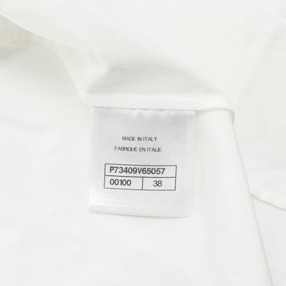 Chanel 22B Size 38 Blouse Shirt Cotton/ Silk White / Black