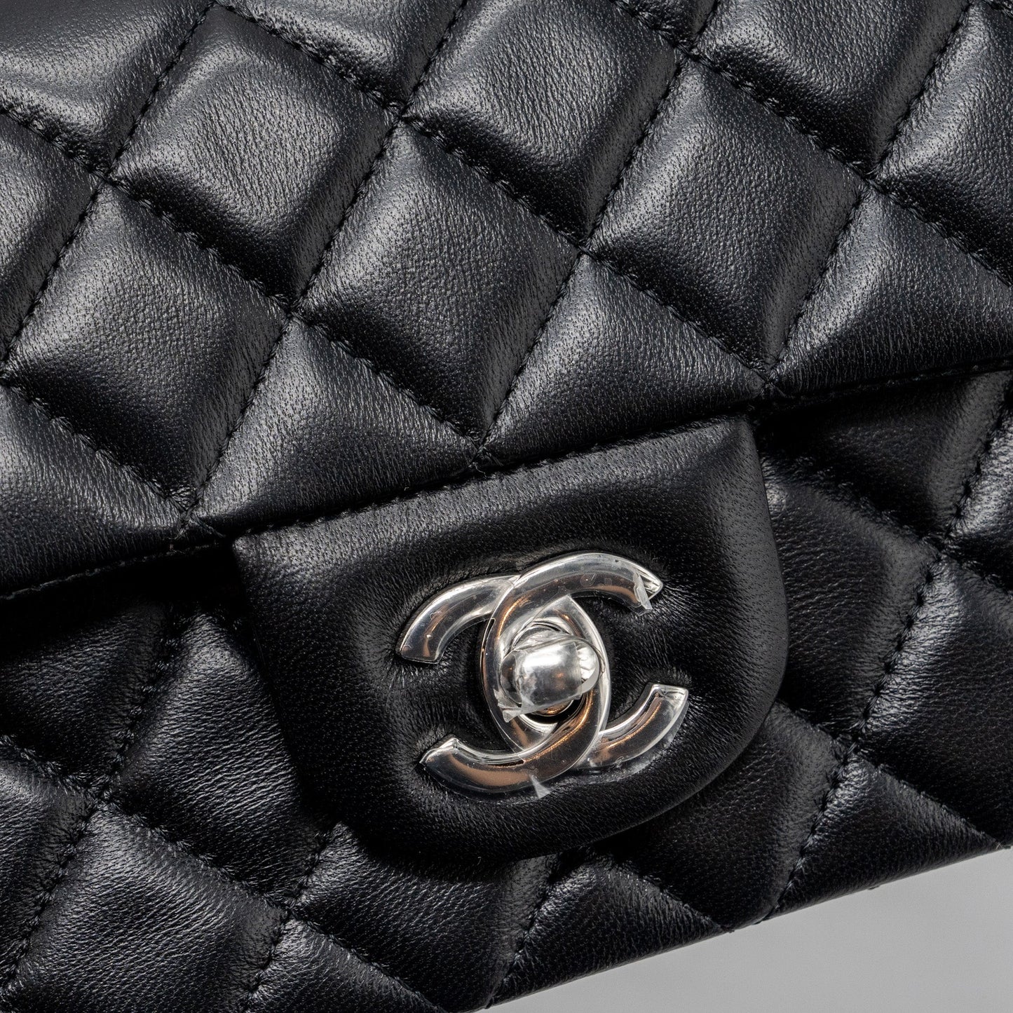Chanel mini rectangular flap bag lambskin black  (MICROCHIP)
