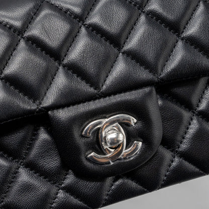 Chanel mini rectangular flap bag lambskin black  (MICROCHIP)