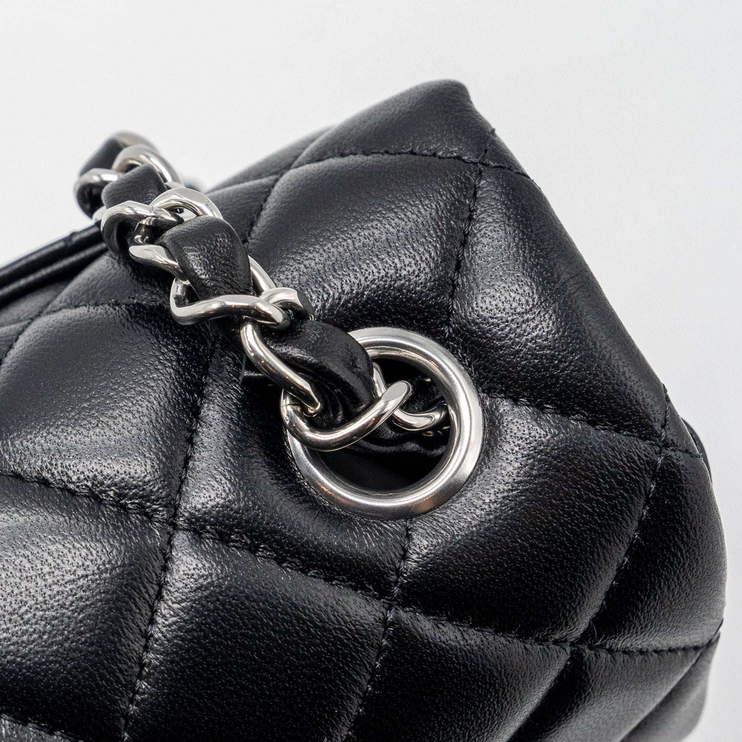 Chanel mini rectangular flap bag lambskin black  (MICROCHIP)