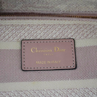 CHRISTIAN DIOR Lady dior D-Lite Embroidered Canvas Shoulder Bag White