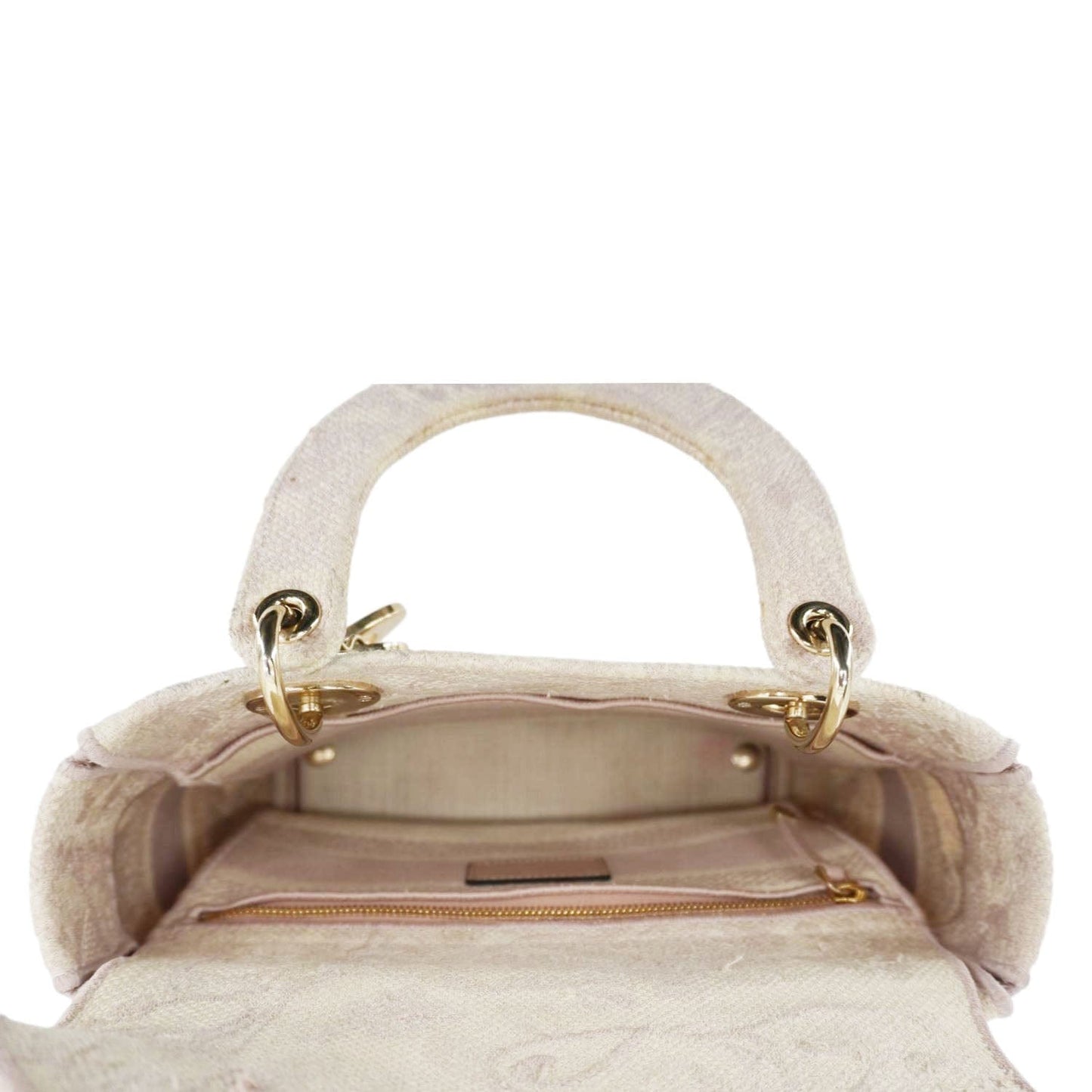 CHRISTIAN DIOR Lady dior D-Lite Embroidered Canvas Shoulder Bag White