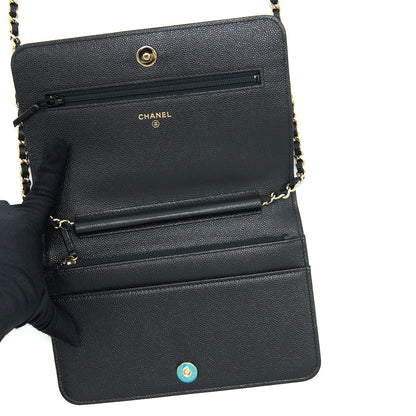 Chanel Boy Wallet On Chain Caviar Black L