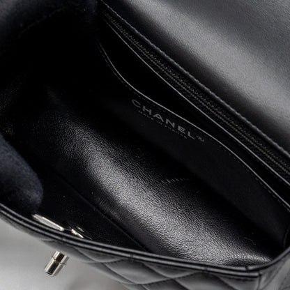 Chanel mini rectangular flap bag lambskin black  (MICROCHIP)