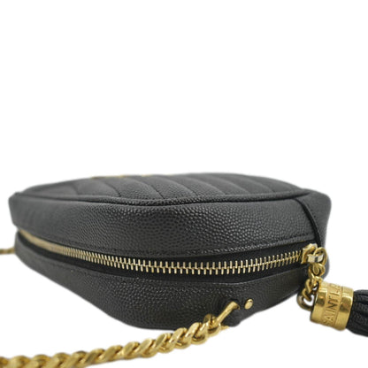 YVES SAINT LAURENT Lou Chevron Leather Camera Crossbody Bag Black