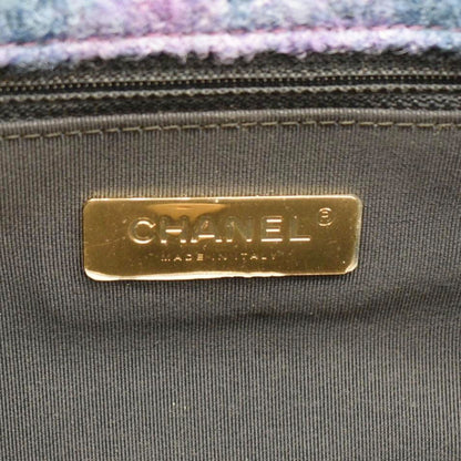 CHANEL 19 Flap Large Quilted Mixed Tweed Shoulder Bag Purple