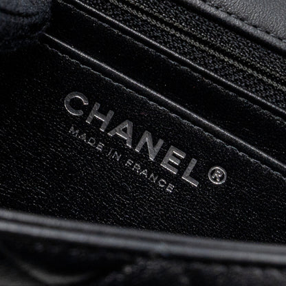 Chanel mini rectangular flap bag lambskin black  (MICROCHIP)