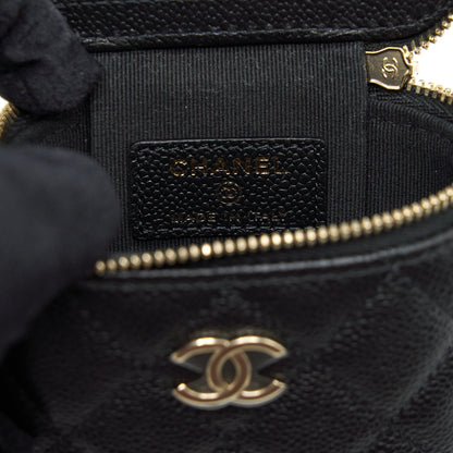Chanel 22P Vertical Mini Vanity With CC Logo Chain Caviar Black L