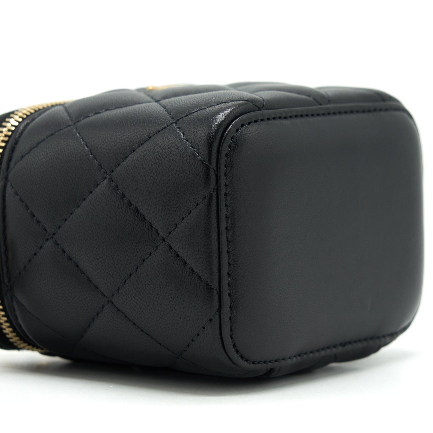 Chanel Pearl Crush Mini Vanity With Chain Lambskin Black