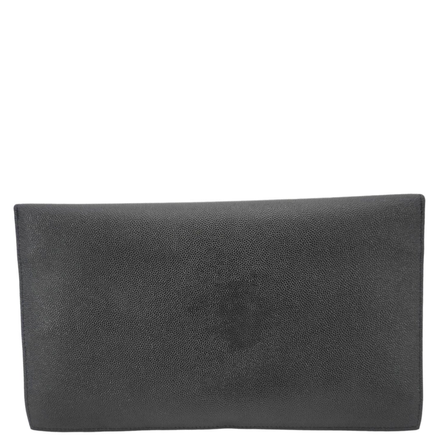 YVES SAINT LAURENT Uptown Envelope Grain De Poudre Leather Clutch Black