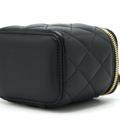 Chanel Pearl Crush Mini Vanity With Chain Lambskin Black