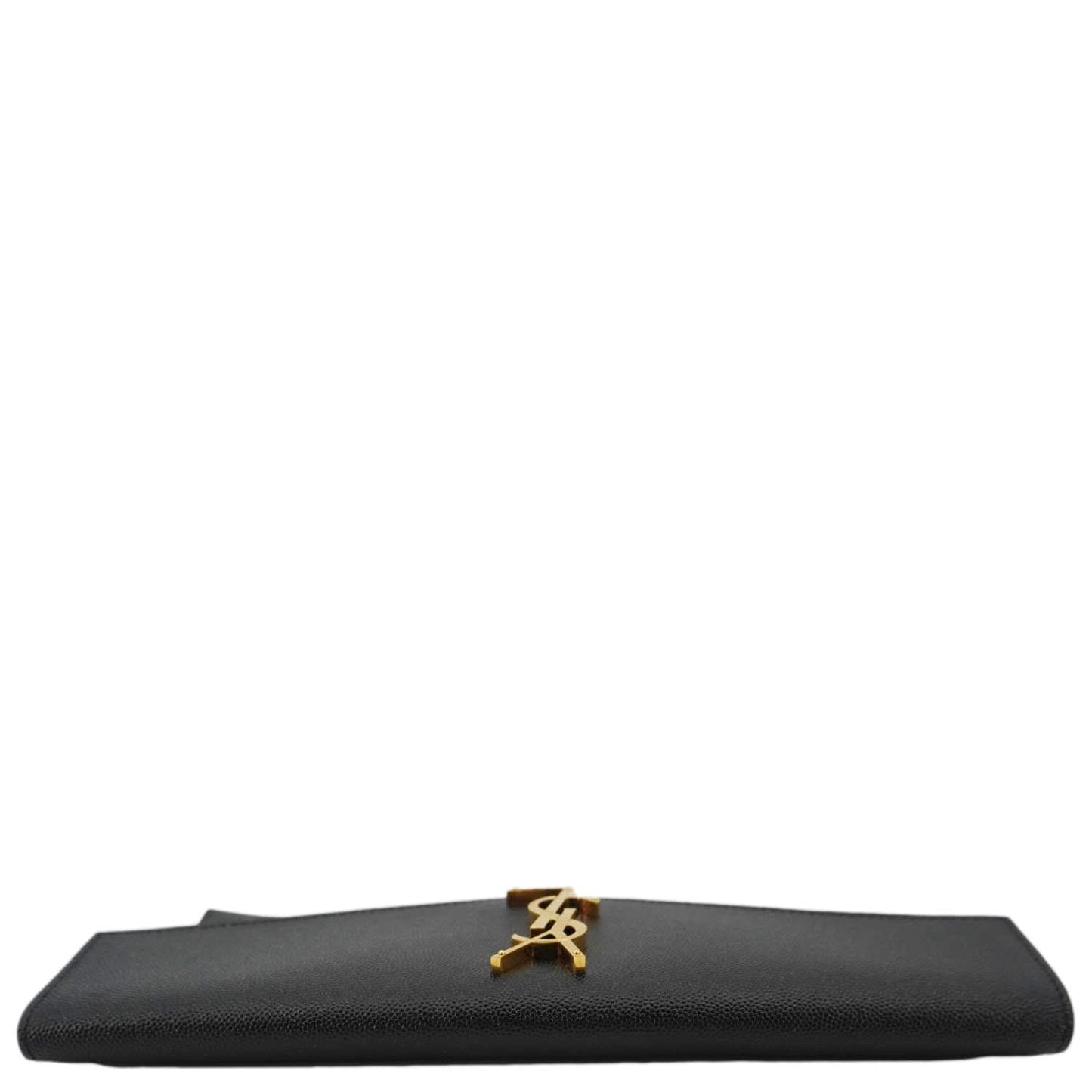 YVES SAINT LAURENT Uptown Envelope Grain De Poudre Leather Clutch Black