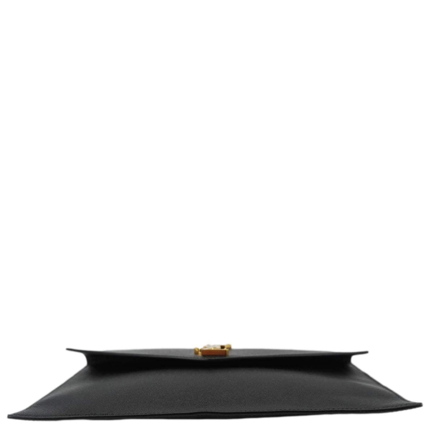 YVES SAINT LAURENT Uptown Envelope Grain De Poudre Leather Clutch Black