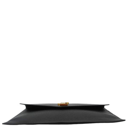YVES SAINT LAURENT Uptown Envelope Grain De Poudre Leather Clutch Black