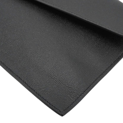 YVES SAINT LAURENT Uptown Envelope Grain De Poudre Leather Clutch Black