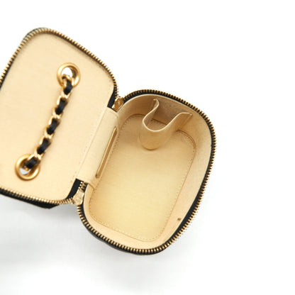 Chanel Pearl Crush Mini Vanity With Chain Lambskin Black