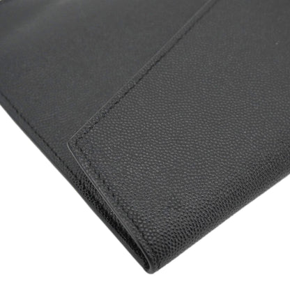 YVES SAINT LAURENT Uptown Envelope Grain De Poudre Leather Clutch Black