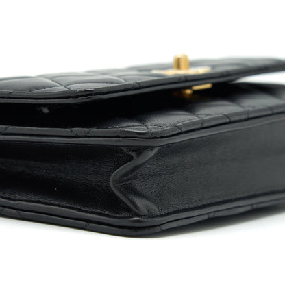 Chanel 22S Pearl Crush Wallet On Chain Lambskin Black