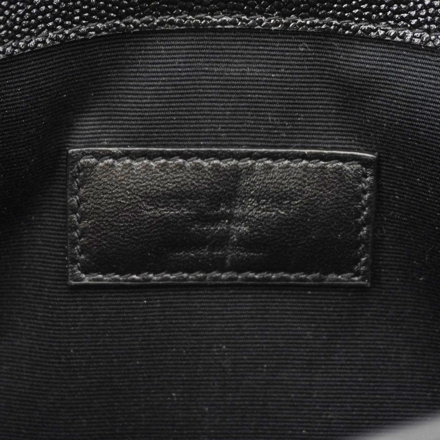 YVES SAINT LAURENT Uptown Envelope Grain De Poudre Leather Clutch Black