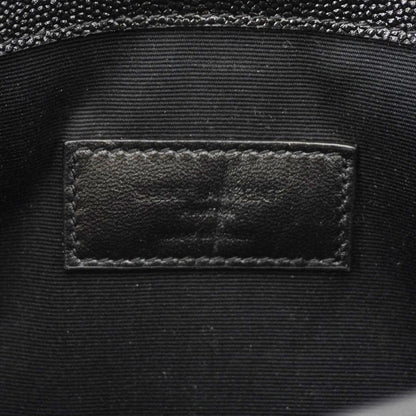 YVES SAINT LAURENT Uptown Envelope Grain De Poudre Leather Clutch Black