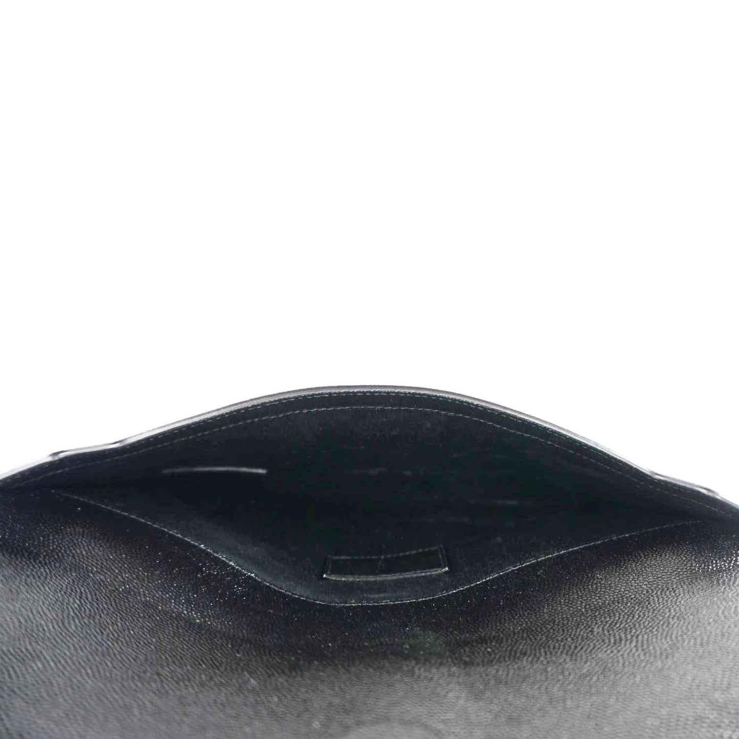 YVES SAINT LAURENT Uptown Envelope Grain De Poudre Leather Clutch Black