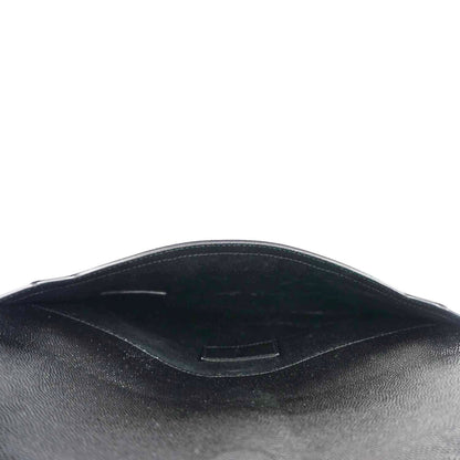 YVES SAINT LAURENT Uptown Envelope Grain De Poudre Leather Clutch Black
