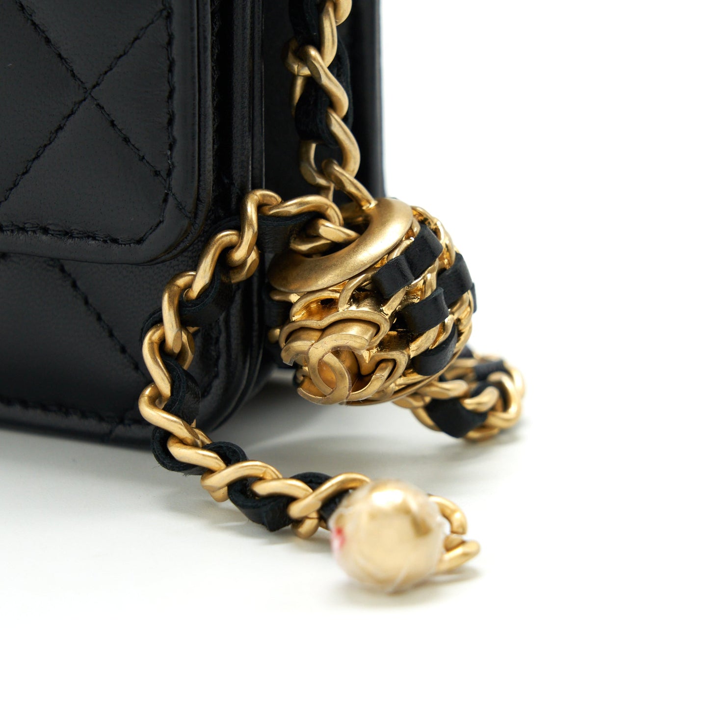 Chanel 22S Pearl Crush Wallet On Chain Lambskin Black