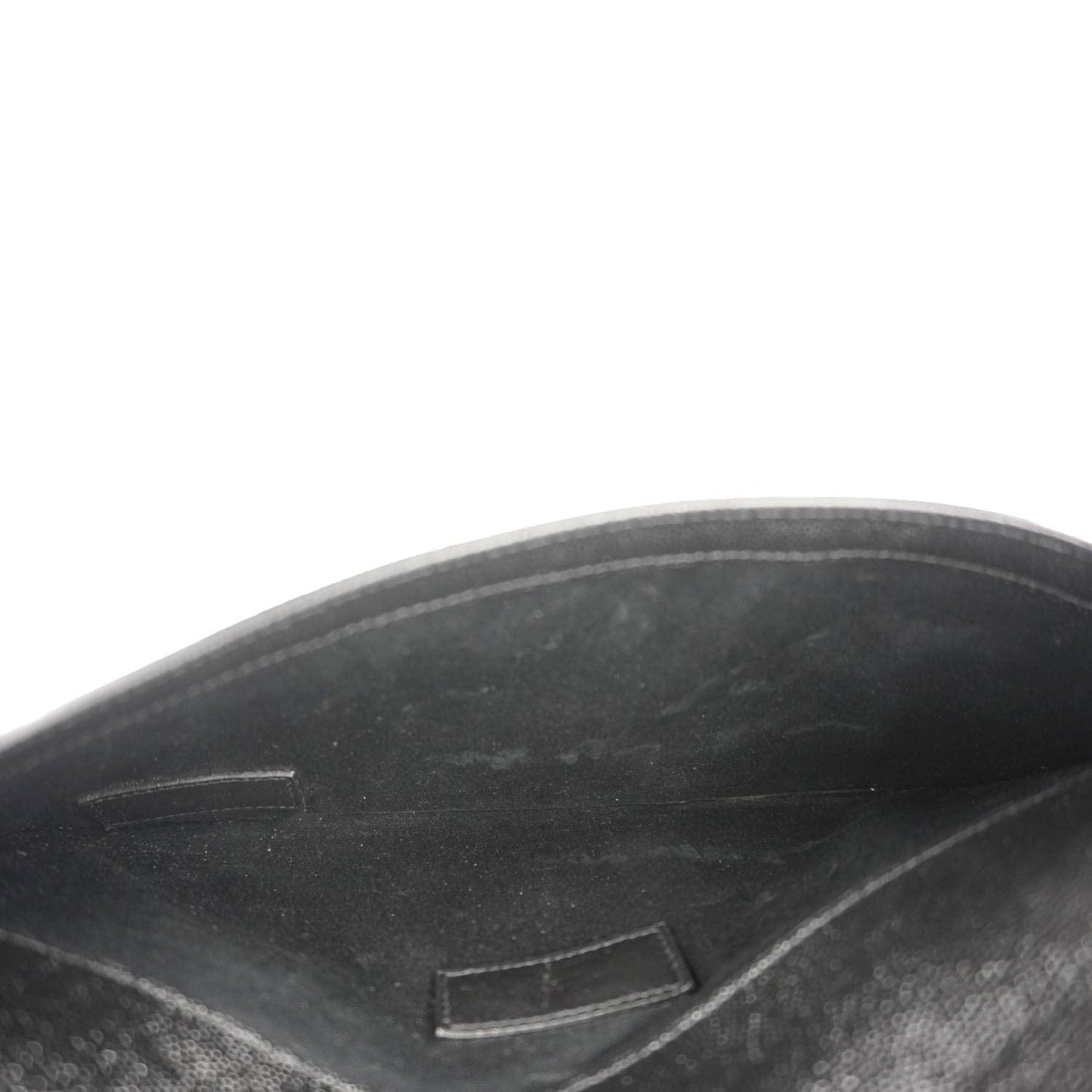 YVES SAINT LAURENT Uptown Envelope Grain De Poudre Leather Clutch Black