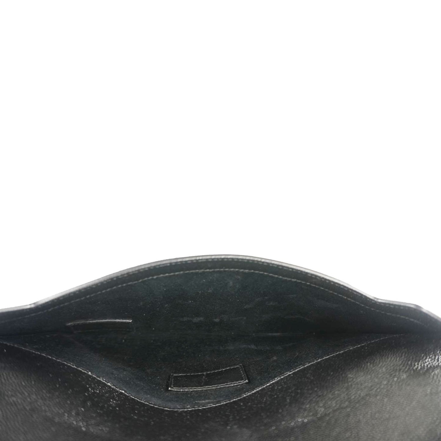 YVES SAINT LAURENT Uptown Envelope Grain De Poudre Leather Clutch Black