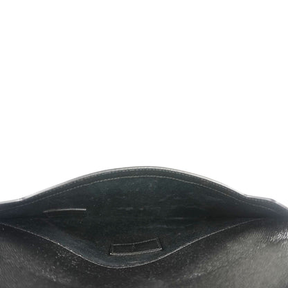 YVES SAINT LAURENT Uptown Envelope Grain De Poudre Leather Clutch Black