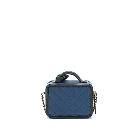 Chanel Filigree Small Vanity Camera Bag Caiver Navy/ Black
