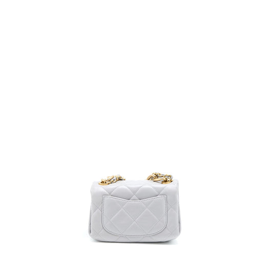 Chanel Quilted Mini Flap Bag Lambskin Light Grey  (Microchip)