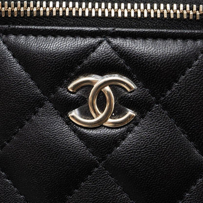 Chanel Top Handle Mini Vanity Case with chains Lambskin Black L