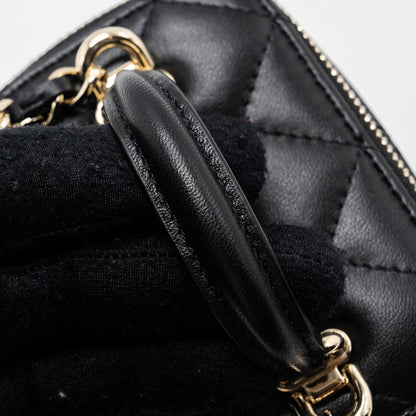 Chanel Top Handle Mini Vanity Case with chains Lambskin Black L