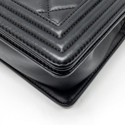 Chanel Medium Boy Bag Calfskin Black Ruthenium Hardware