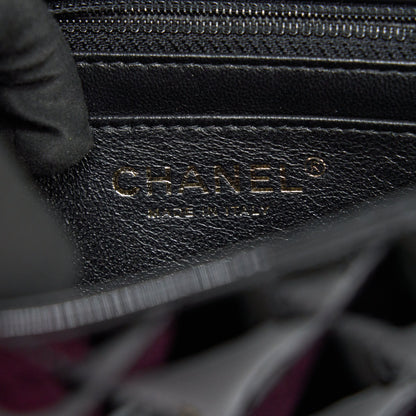 CHANEL MINI SQUARE FLAP BAG QUILTED PATENT LEATHER BLACK