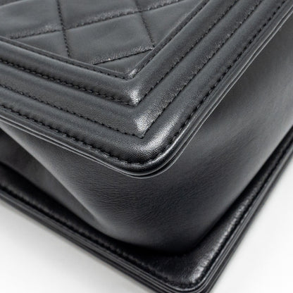 Chanel Medium Boy Bag Calfskin Black Ruthenium Hardware