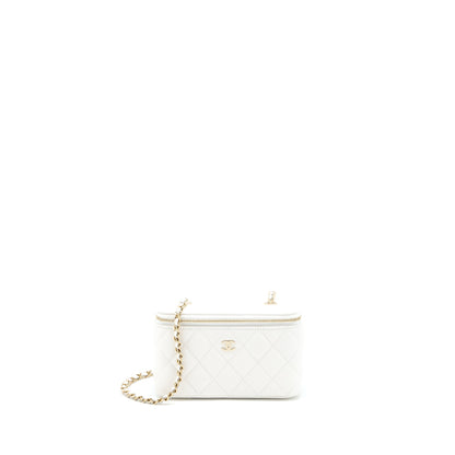 Chanel Long Vanity With Chain Caviar White L (Microchip)