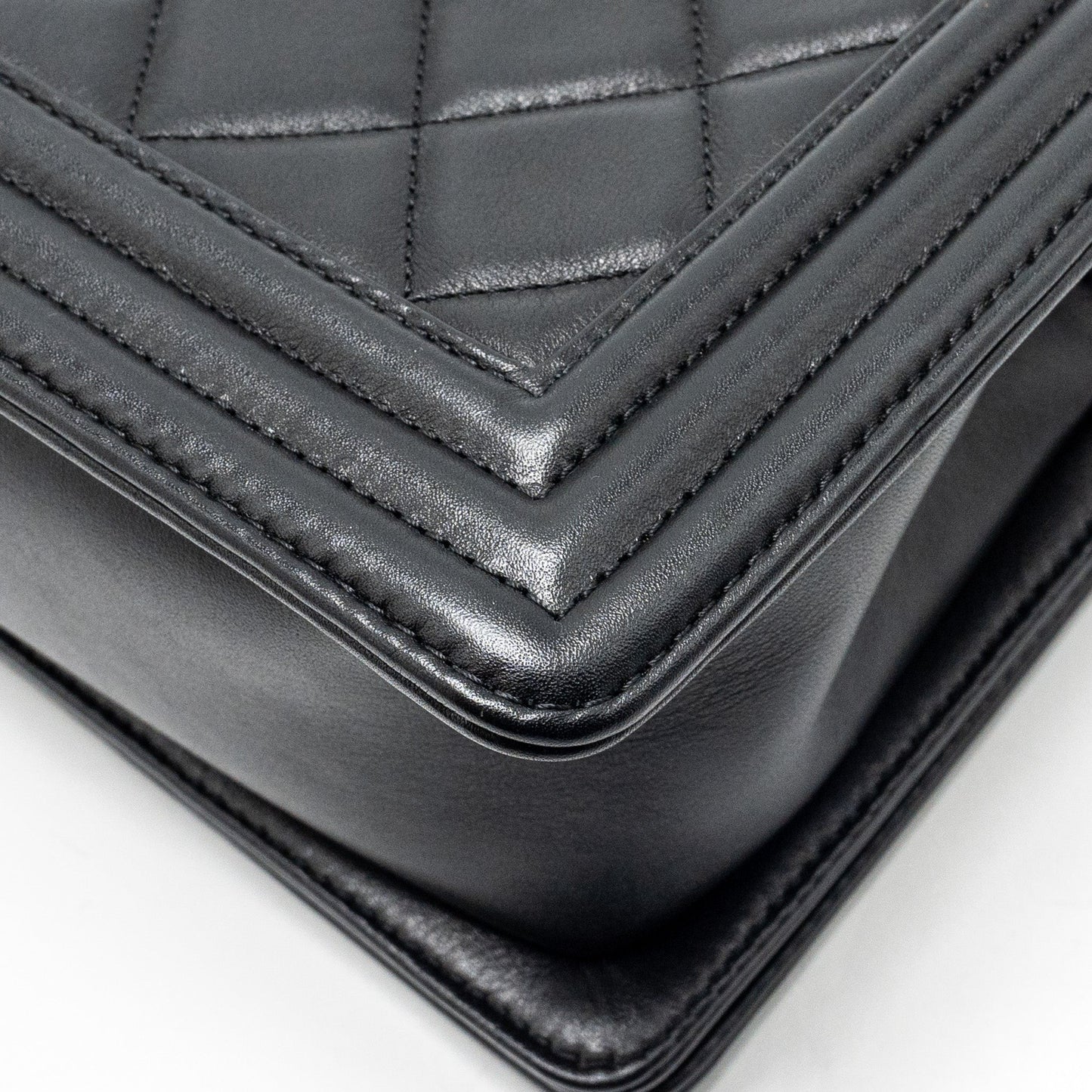 Chanel Medium Boy Bag Calfskin Black Ruthenium Hardware