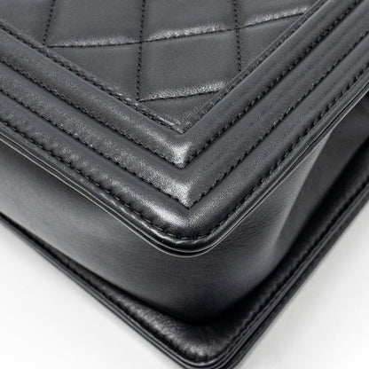 Chanel Medium Boy Bag Calfskin Black Ruthenium Hardware