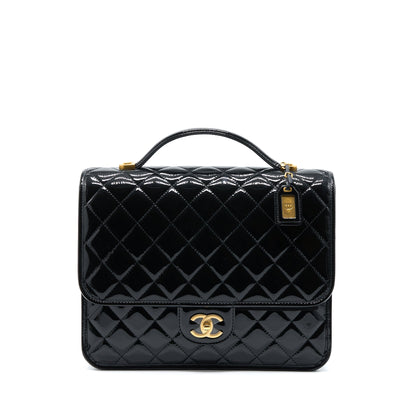 Chanel 22K Large Backpack Patent Black Brushed  (Microchip)