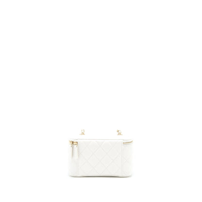 Chanel Long Vanity With Chain Caviar White L (Microchip)
