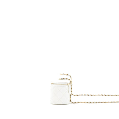 Chanel Long Vanity With Chain Caviar White L (Microchip)