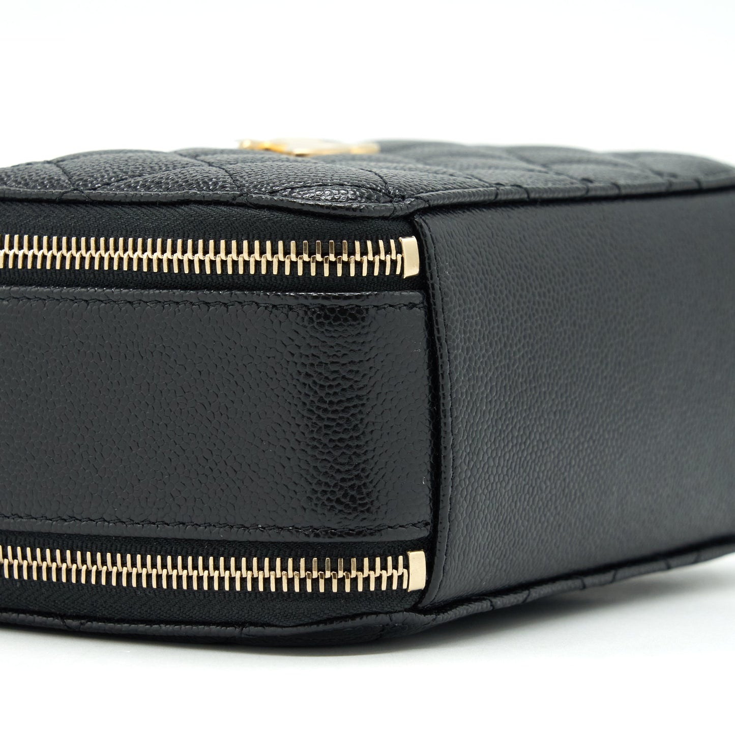 Chanel 22S Letter Top Handle Small Vanity Case Caviar Black Brushed