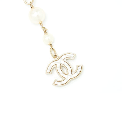 Chanel Pearl Waist Chain Belt With CC Logo Drop Light Gold Tone