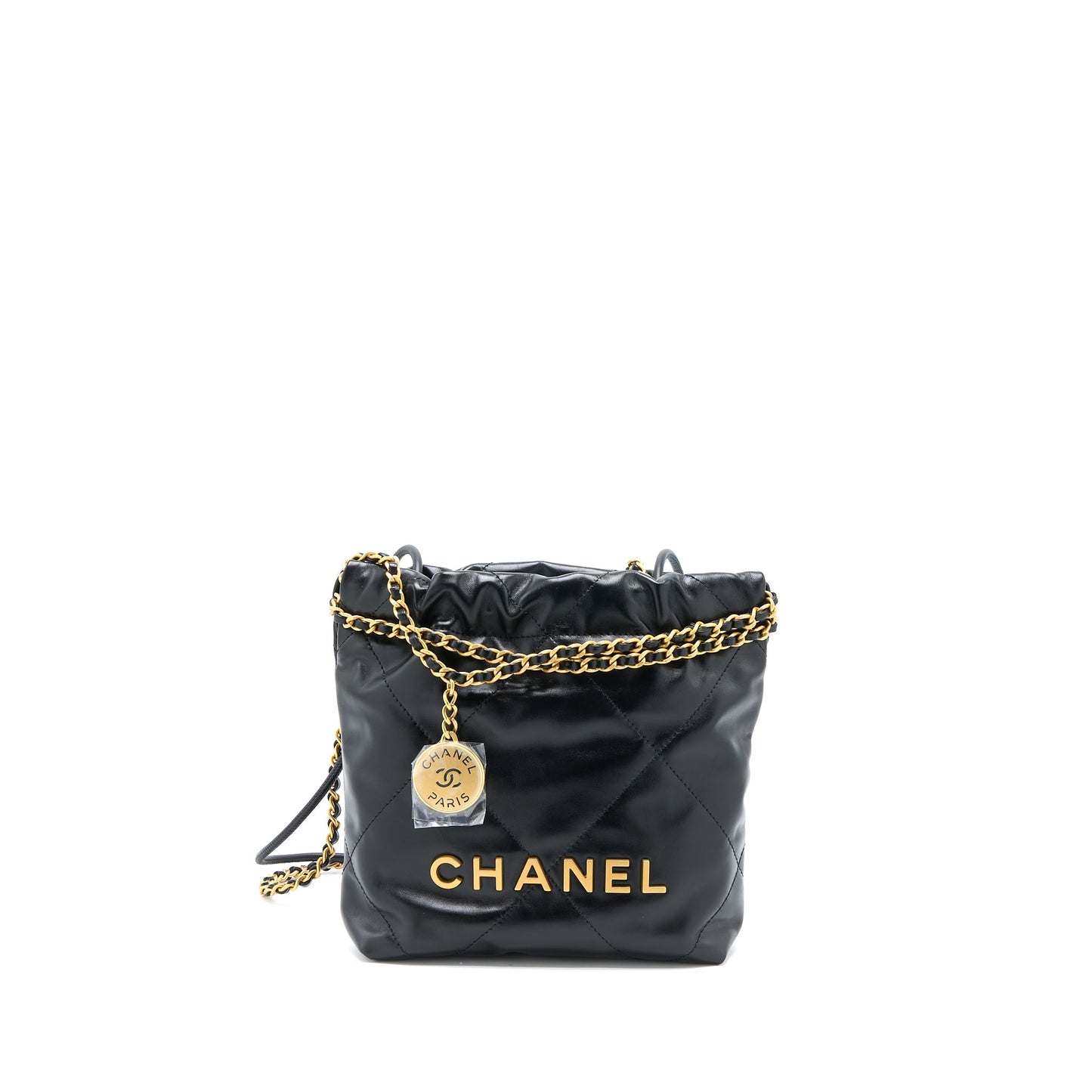 Chanel 23s Mini 22 Bag Aged Calfskin Black Brushed  (Microchip)