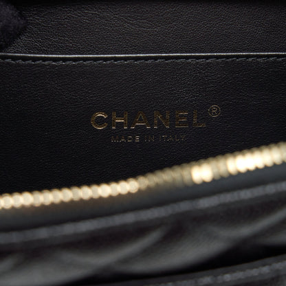 Chanel 22S Letter Top Handle Small Vanity Case Caviar Black Brushed