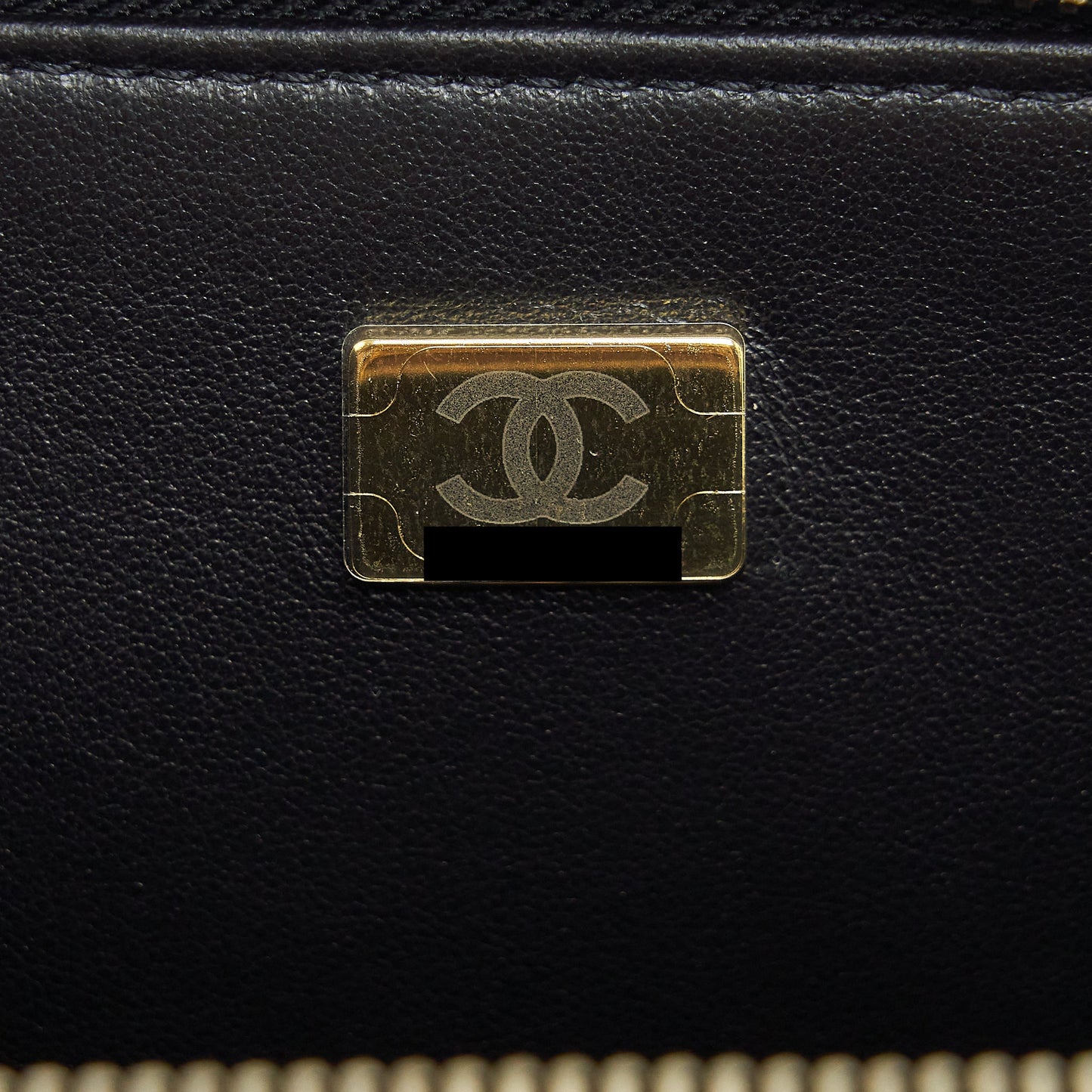 Chanel 22S Letter Top Handle Small Vanity Case Caviar Black Brushed